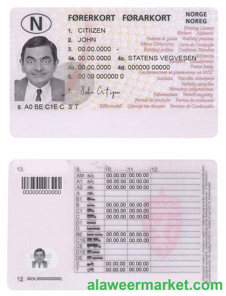 Norway driving license template,fully editable(2013present)